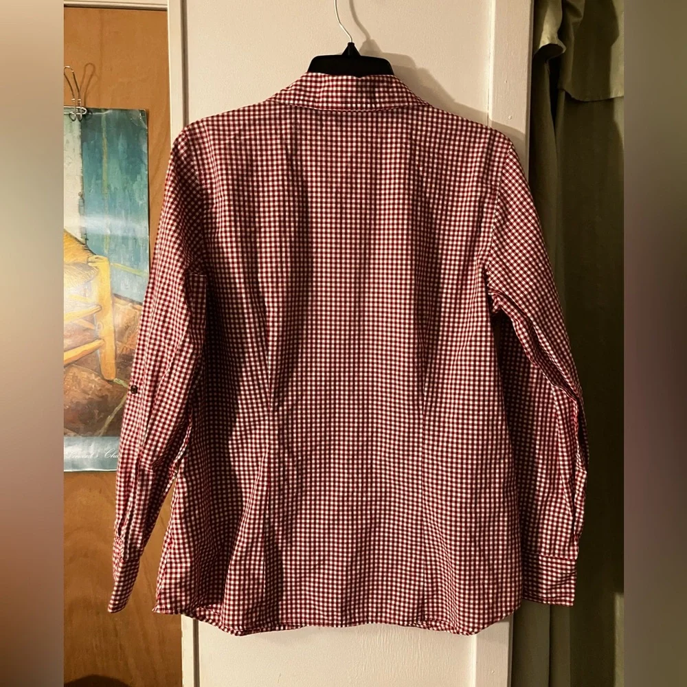 4/$20 Van Heusen Red and White Checked Button-Down Shirt - Picture 3 of 6